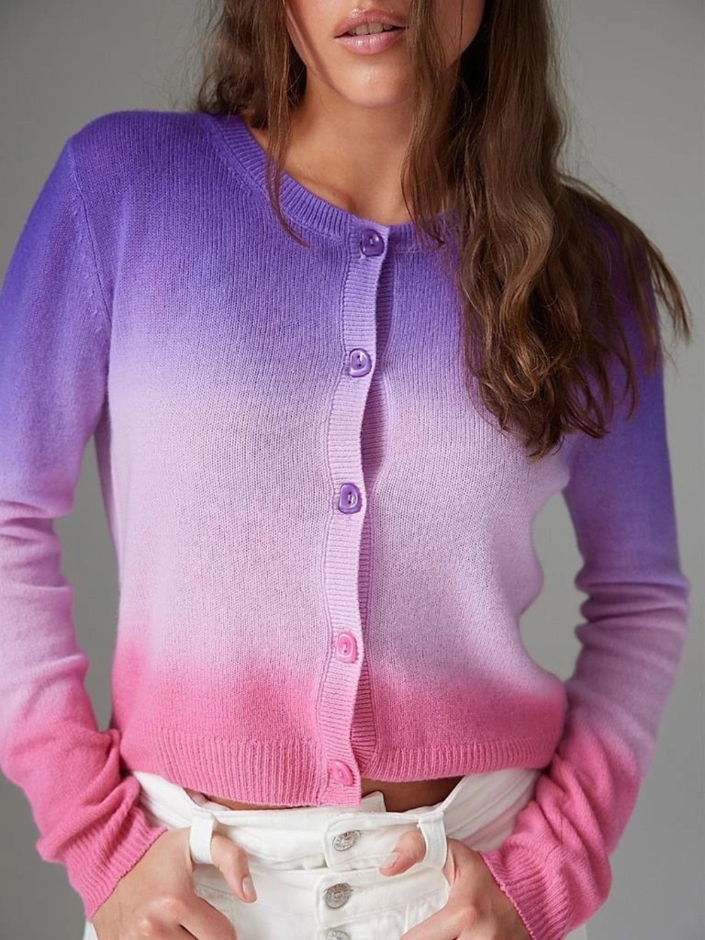 NWT ✨ COLORUSH Malou Gauzy Dip Dye cashmere Cardigan Colorful Ombre size xl